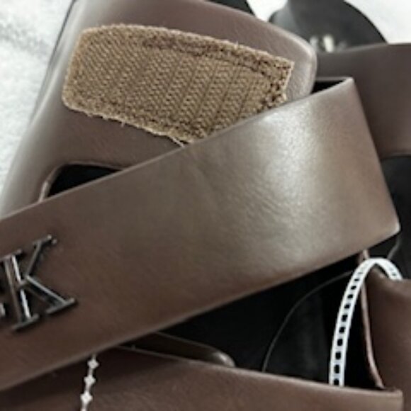 Calvin Klein slip on dark brown sandals with velcro closure NWT Men's Size 12 - Picture 6 of 9